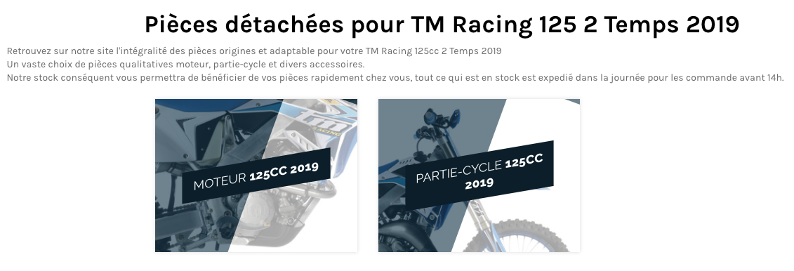 Selection éclatée TM Racing